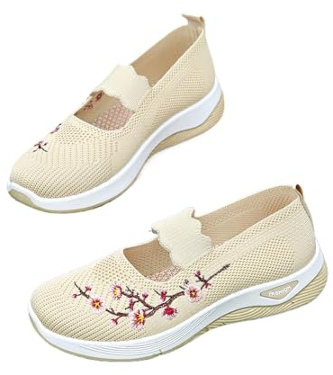 Rocky Green Primavera y Verano, zapatos de mujer de talla grande, parte inferior suave, cómodos, de mediana edad y ancianos, zapatos de tela transpirables, para ocio, multicolor, opcional, White, 43