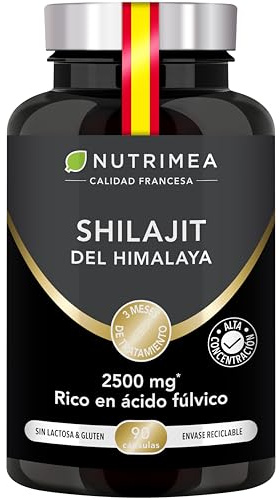 Shilajit Puro | 2150 mg per Capsula | Estratto 5:1 Standardizzato al 50% in Acido Fulvico | 100% Puro | Energia, Vitalità, Recupero | 90 capsule | Nutrimea