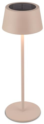 BRILONER - LED Tischlampe kabellos IP44 mit Touch, CCT, dimmbar, Solar, Nachttischlampe, Leselampe, LED Lampe, Campinglampe, Tischleuchte, Akku Lampe, Outdoor, 11,5x32 cm, Beige