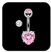 AceFun Piercing ombligo titanio corazón 8mm 1 pieza 14G Titanio Piercing ombligo joyería rosa circonio cúbico lindo corazón forma Piercing Bananabells para las mujeres