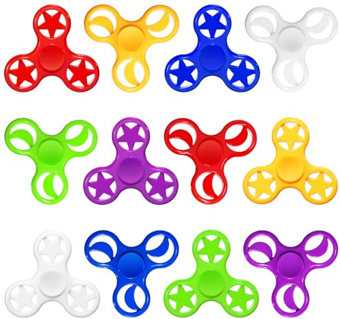 SCIONE 12er Pack Fidget Spinner – Bunte Handspinner für Kinder & Erwachsene – Lustiges Stressabbau- & Konzentrationsspielzeug für Klassenräume, Preise & Partybeutel
