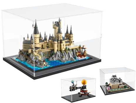 DuvinDD Vitrine en Acrylique pour Lego Himeji et Poudlard Castle,40x30x25cm | Boîte de protection contre la poussière transparente avec socle noir