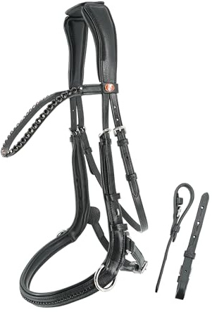 Kieffer Trensenzaum Gebissloser Zaum Ultrasoft AVA schwarz/schwarz unterlegt, Größe Pferd:Warmblut