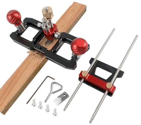 Rabot à défoncer, profondeur précise réglable avec molette de précision, rabot à main en alliage d'aluminium avec 4 pièces lames incisives de rechange, outil à main polyvalent de coupe pour le travail