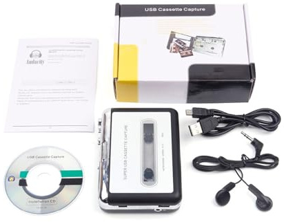 Oxxggkao Kompakte USB-betriebene Kassetten zu Digital-Konverter-Kassetten auf MP3-Adapter, einfache Bedienelemente für Zuhause und Reisen, tragbarer Band-Digitalisierer