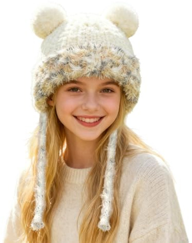 Sombrero de oso – Gorro de invierno de felpa – Bonito sombrero de protección contra el frío, para entusiastas del deporte, esquiadores, excursionistas, corredores, compradores, viajeros, esquí