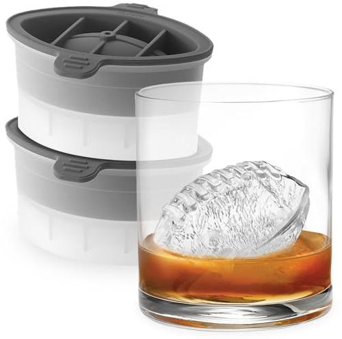Tovolo Football Ice Cube Mold Pack of 2 Large Craft Ice Molds for Whiskey Bourbon Cocktails Drinks, Dishwasher Safe BPA Free Silicone Ice Mold Football Themed Gifts for Fans, Coaches, Men