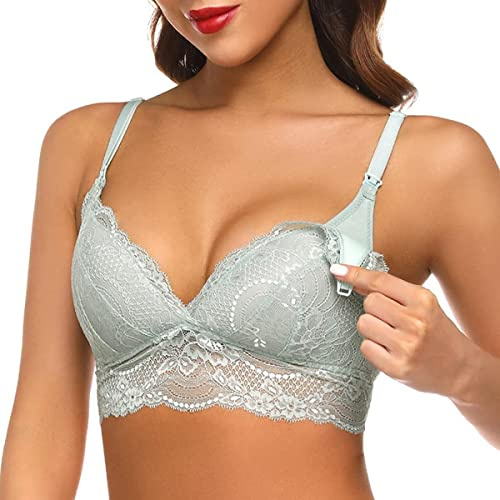 Femme Soutien-Gorge Allaitement Rembourré Dentelle sans Armature d'allaitement en Dentelle sous-vêtement de Maternité Grossesse Bra Haut Allaitement Vetement Grande Taille