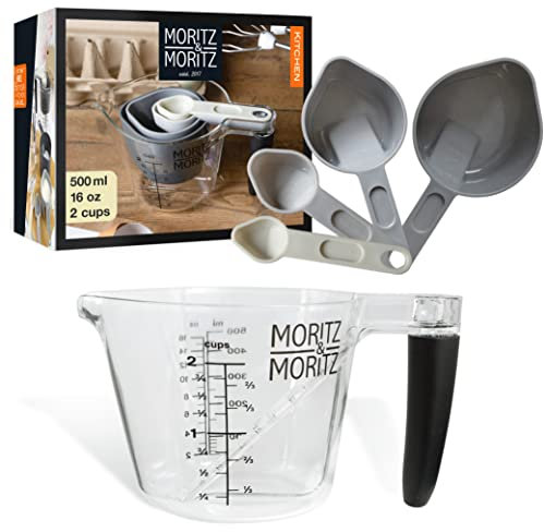 Moritz & Moritz Cup Messbecher 500ml - Messbecher Set aus Messlöffel Set und Messbecher Spülmaschinenfest - Zum Kochen & Backen mit Kindern