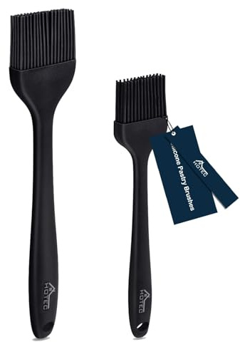 HOTEC 600℉ Heat Resistasnt Basting Brushes, BPA Free Silicone Pastry Brush, Spread Oil Butter Sauce Marinades for BBQ Grill Barbecue Baking Kitchen Cooking Dishwasher Safe (Black 2)