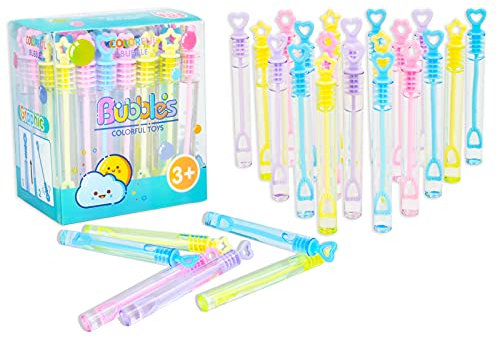 EKKONG Seifenblasen, Seifenblasen Kinder, Hochzeit Seifenblasen, Mini Seifenblasen Set in Regenbogen-Farben, Sommerspielzeug, 48 Stücke, Ideales Gartenspielzeug, Hochzeit, Foto-Prop Dekorationen