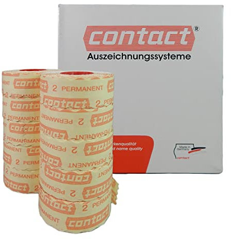 30.000 Contact Preisetiketten 26x12, weiss permanent, 20 Rollen a 1.500 Stück, Preisauszeichner Etiketten |HUTNER