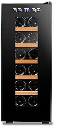 Freestanding 12 Bottiglie Raffreddatore di Vino Controllo Digitale della Temperatura Frigorifero Ripiano Funzionamento Silenzioso Raffreddatore di Vino Termoelettrico per Casa Bar Cucina Appartamento