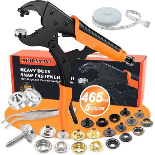 465 pièces Pince bouton pression,Pince a Pression Couture,Pression pour toile robuste lourds Réglables Avec Fonction De Perforation avec 125ensembles de boutons snap pour bateau en toile,Bâches,tentes