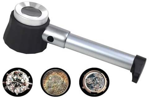 Exporee Lupe mit 45-facher Vergrößerung, Juwelierlinse aus Edelstahl, Juwelierlupe, Juwelierlinse, Lupe, Briefmarken