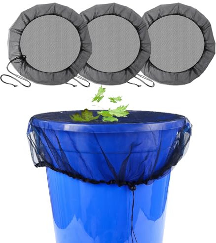 YOUYIKE 3 Pezzi Copertura per Barile da Pioggia, Diametro 95cm Coulisse Regolabile Cisterna Acqua Rete, Rete di Protezione per Serbatoio per Acqua, Protezione Contro Foglie, Zanzare
