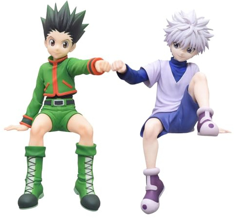 Zhongkaihua Anime Figure Set di 2 Gon Freecss Figura Killua Zaoldyeck Posizione Seduta Figura Pvc Statua Modello Desktop Ornamento