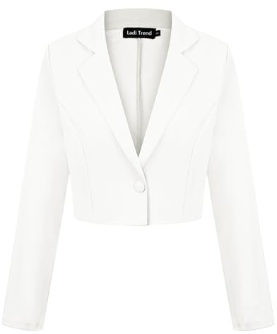 LADI TREND Womens Cropped Blazer One Button Jacket Blazers Notched Lapel Casual Elegant Classic Long Sleeve Workwear Lapel Suit