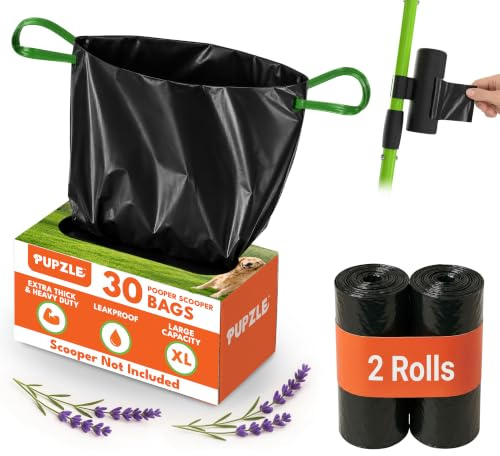 Pupzle Dog Pooper Scooper with Bag Attachment, 40 Long Handle