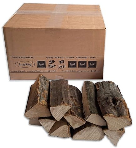 Ektträ | 100 % ek ved ved ugnsfärdig | trä för öppen spis | trä för eldskål | lägereld trä | grillträ (10 kg) – ved för eldskål | kaminved torr (25 cm)