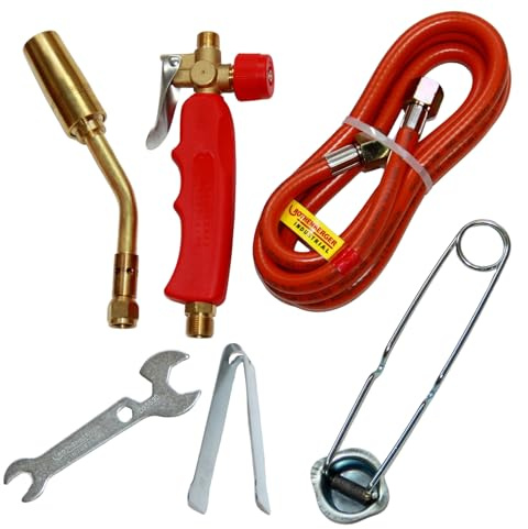 Turbo Hartlötset Airprop 2000 – Hochleistungs-Lötbrenner für Weich- und Hartlöten, bis 2000°C Flammentemperatur, inkl. Propanschlauch, Sicherheitshandgriff, Brenner-Schlüssel, 2m Länge