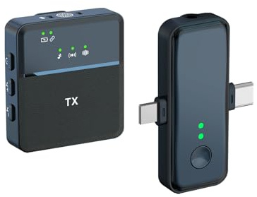 2,4 G trådlös mikrofon med inbyggt brusreduceringschip, Plug and Play, professionell krage-klämma mikrofon för telefoner, datorer, bärbara datorer, kameror