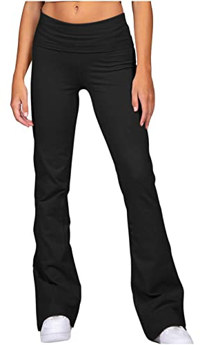 Leggins a Zampa Donna Flare Leggins Yoga Leggeri Elasticizzati Pantalone Morbidi con Tasche Sportivi Bootcut Pantaloni Lavoro Gamba Larga Elegante Pantaloni Cotone per Jazz Danza Casual Palestra