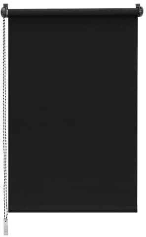 Sekey Verdunklungsrollo ohne Bohren Klemmfix 100 cm breit, Seitenzugrollo Hitzeschutz Sichtschutz und Sonnenschutz Wandmontage Deckenmontage Klemmrollo für Fenster & Tür, 100 x 130cm, Schwarz