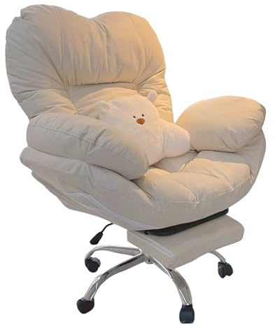 Silla de escritorio ejecutiva con respaldo alto ajustable, silla de oficina reclinable grande y alta de cuero con ruedas giratorias, diseño ergonómico para el hogar y la oficina, color blanco