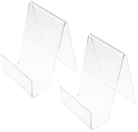 CONGARTENO Espositore per Libri in Acrilico Trasparente 2 Pezzi Leggio Verticale Resistente Porta Libri Multifunzione per Tablet e Smartphone Supporto da Tavolo per Ufficio e Studio