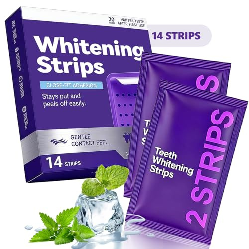 14 Pezzi Strisce Sbiancanti Denti, kit Sbiancamento denti Professionale, Rimuove le Macchie Profonde, Pulizia denti, Ideali per Sorriso Bianco e Luminoso (Viola)