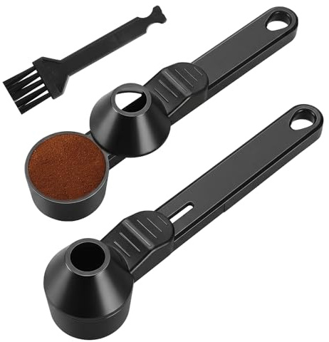 SLIAXINT 2 Piezas cuchara de café cuchara medidora de café con Embudo y cepillar cuchara de plástico con orificio para colgar para Polvo De Proteína DeCafé Molido y té, negro