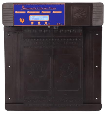 Wakects Solar Automatic Chicken Coop Door Plastic Automatic Chicken Door with Timer Light Sensor and Remote Control Infrared Anti Pinch Double for Chickens Ducks Geese (Dark Brown)