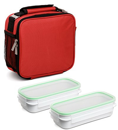 Tatay Urban Food Prime Bolsa Térmica Porta Alimentos, con 2 Tuppers Herméticos de 0.75L de Plástico Libre de BPA, Color Rojo. Medidas 25.5 x 11 x 24.5 cm, 4.7L de Capacidad
