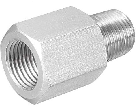 sourcing map Pipe Fitting Reducer Adapter 1/8 NPT Male to 1/8 G Female, Stainless Steel for Water Oil Air Pressure Gauge
