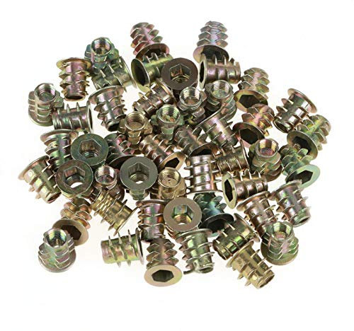 Hex Socket Screw Nut Sets, 50Pcs M5*10mm Zinc Alloy Hex Drive Head Furniture Insert Nuts Threaded for Wood Insert, Hex Drive Head Nuts