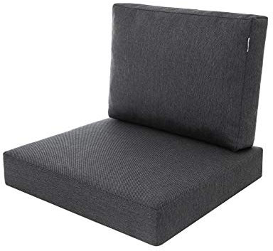 PillowPrim Kissen Set für Rattan/Korbsessel, Rückenlehne Sitz, Sitzkissen Outdoor Sitzpolster Gartenstuhl, Sitzauflage Rattan-Stuhl, 60x55x40 cm - Schwarz