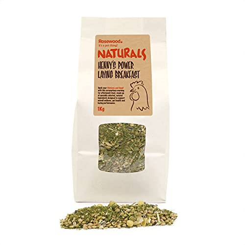 Rosewood Naturals Henny’s Power Laying Breakfast 1kg for Chickens & Quail – Natural Poultry Treat & Feed Supplement, Supports Egg Laying, Gut Health & Immunity with Linseed, Brewer’s Yeast & Herbs