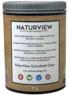 NATURVIEW Wasserbasierter Bio-Polyurethanlack für Holz im Innenbereich. Soft-Seiden-Touch (2,5 l, Ultra Matt) - Holzlack