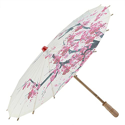 Chinese Japanese Oiled Paper Umbrella,Handmade Oiled Papers Umbrellas Parasol Plum Blossoms Umbrella for Wedding Decor Art Party Photography Props Classical Dance Costume Cosplay Decoration (1)