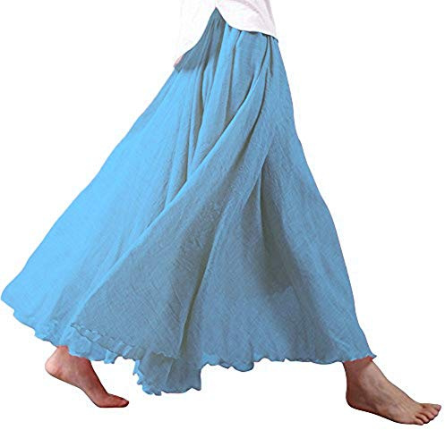 Tomwell Damen Hohe Taille Chiffonrock Langer Rock a Linien Faltenrock Maxirock A Himmelblau 85