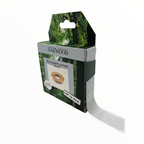 OAKWOOD Schusspflaster & Punktetiketten rund | Ø19mm – 2.000 Stück in Spenderbox | Schwarz, Weiß, Gold, Silber, Neongelb | Markierungspunkte für Sport, Büro, Kalender, Organisation (Weiß)