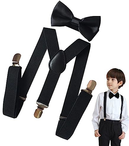 ZLXFT Bretelle e Papillon Elastici Regolabili per Bambini - Set da Ragazzo