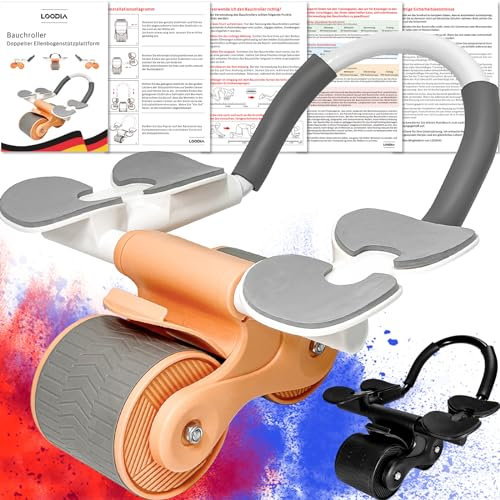 LOODIA Bauchtrainer für zuhause, Bauchroller, Ab Roller, Fitnessgeräte für bauch gerät trainer, Bauchmuskeltrainer Roller, Automatisches Rebound sixpack bauchrad, Bauch Trainingsgerät (Orange)