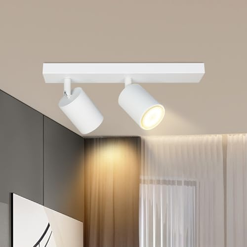 Lichtmaler Lampara Techo Foco Pared - Lampara Blanca GU10 Moderna 2 Foco Pared Interior Superficie Orientable para Dormitorio Pasillo Cocina, Bombilla NO Incluida