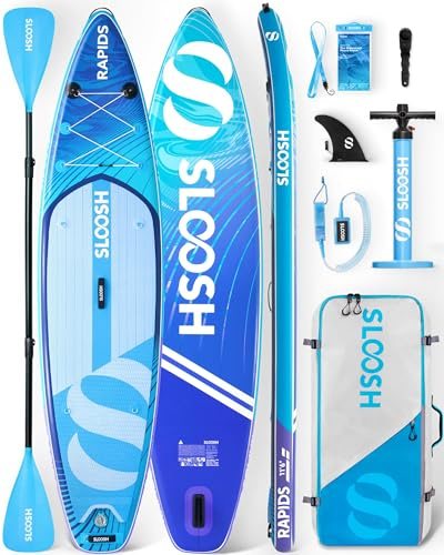 SLOOSH Premium Sup Board, Aufblasbares Stand Up Paddling Board, Extra-Langes 11'6 Paddleboard mit Zubehör, rutschfestem Deck, Tragetasche & Pumpe, Rapids SUP für Jugendliche & Erwachsene, Blau
