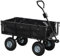 Outsunny Carrello da Giardino da 114L in Acciaio con Maniglia Girevole, Sacca Portaoggetti e Pareti Laterali Rimovibile, Carrello Spiaggia con 4 Ruote Grandi Capacità 200 kg, 105x51x54cm, Nero
