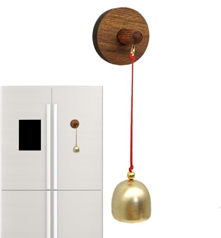 Shopkeepers Bell - Timbre de entrada adhesivo, timbre de alerta retro, campana de bienvenida de metal vintage, campanilla de viento decorativa de madera para tienda, refrigerador, patio, puerta de