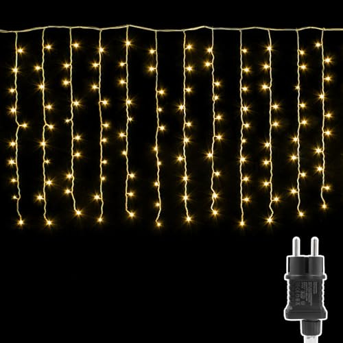A.bigwhale Cascata Luci da Esterno, 4 m x 1 m Tenda Luminosa Esterno Natale, 9M Catena Luminosa Impermeabili 8 Modalità per Interni Matrimonio Festa Casa Giardino Balcone Decorazione
