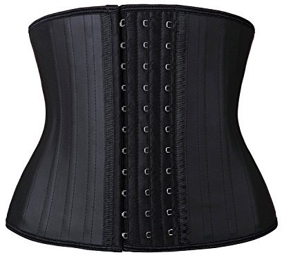 YIANNA Korsett Damen Bauchweg Kurzer Torso Latex Waist Trainer Corset Abnehmen Body Shaper Stark Formend Latex Korsage Taillenmieder Schwarz 110299 M